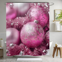 Trendy Blush Roze Kerstbal Douchegordijn