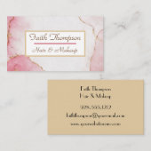 Trendy Blush Roze Marmer Goud Haar Stylist Visitekaartje (Voorkant / Achterkant)