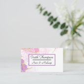 Trendy Blush Roze Marmeren Haar Stylist Visitekaartje (Staand voorkant)