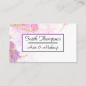 Trendy Blush Roze Marmeren Haar Stylist Visitekaartje (Voorkant)