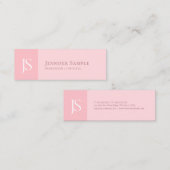 Trendy Blush Roze Modern Eenvoudig Monogram Sjablo Mini Visitekaartje (Voorkant / Achterkant)