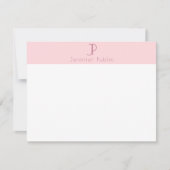Trendy Blush Roze Monogram Elegant Eenvoudig Ontwe Notitiekaartje (Voorkant)