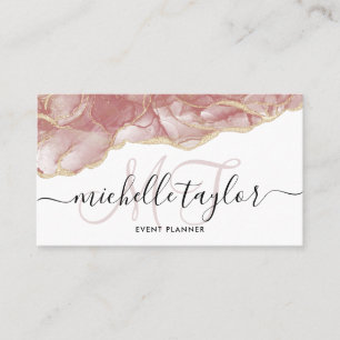 Trendy Blush roze Monogram Makeup Hair Salon  Visitekaartje