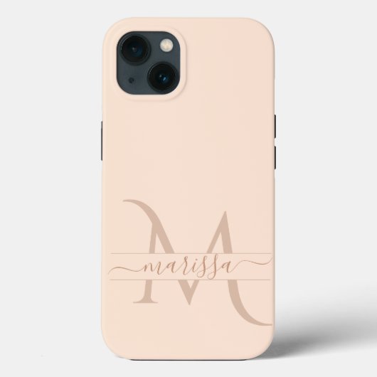 Trendy Blush Roze Monogram Script Naam Meisjesacht Case-Mate iPhone Case (Achterkant)
