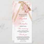 Trendy Blush Roze Orchidee Gedroogde Palm Gouden B Programmakaart (Voorkant / Achterkant)