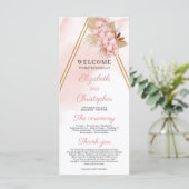 Trendy Blush Roze Orchidee Gedroogde Palm Gouden B Programmakaart (Staand voorkant)