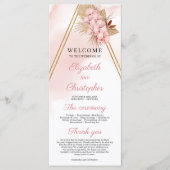 Trendy Blush Roze Orchidee Gedroogde Palm Gouden B Programmakaart (Voorkant)