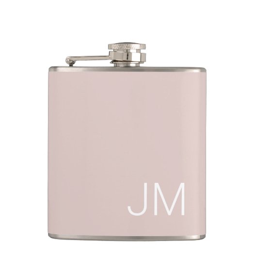 Trendy Blush Roze Oversized Monogram Eerste Letter Heupfles (Voorkant)