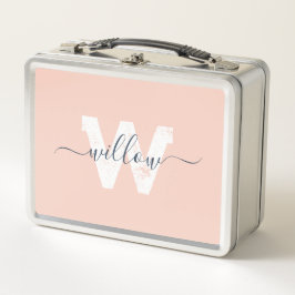 Trendy Blush Roze Script Typografie Monogram