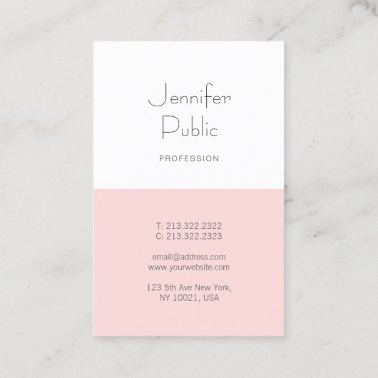 Trendy Blush Roze, stijlvol monogram, stijlvol en  Visitekaartje (Achterkant)