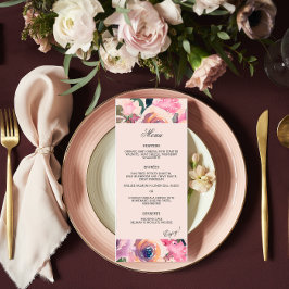 Trendy Blush Roze Waterverf Bruiloft Diner Menu
