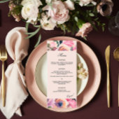 Trendy Blush Roze Waterverf Bruiloft Diner Menu