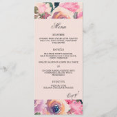 Trendy Blush Roze Waterverf Bruiloft Diner Menu (Voorkant)
