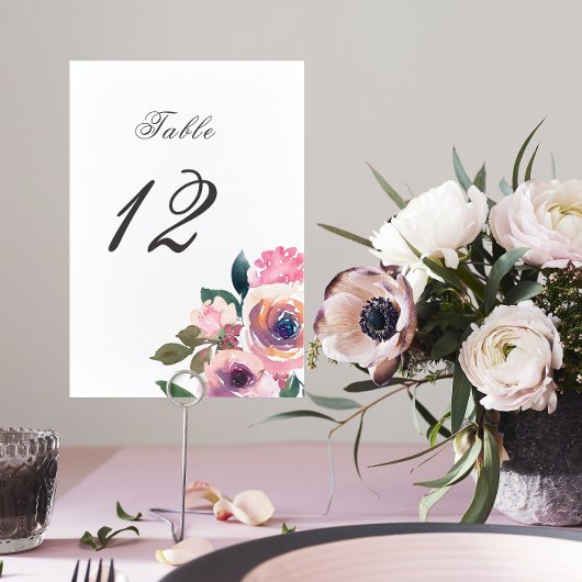 Trendy Blush Roze Waterverf Tentteken Tafel Kaart
