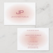 Trendy Blush Roze Wit Modern Monogram Template Visitekaartje (Voorkant / Achterkant)