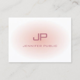 Trendy Blush Roze Wit Modern Monogram Template Visitekaartje
