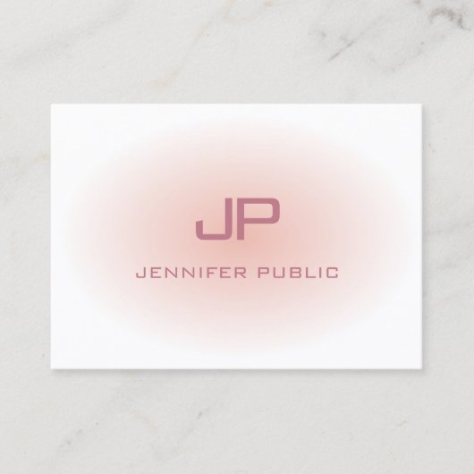 Trendy Blush Roze Wit Modern Monogram Template Visitekaartje (Voorkant)