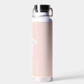Trendy Blush Roze Witte Calligrafie Naam Waterfles (Achterkant)