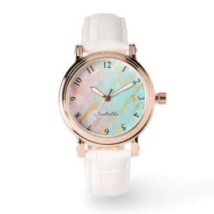 Trendy Blush Roze Zachte Mint Goud Luxe Collectie Horloge