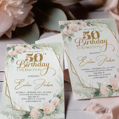 Trendy blush rozen eucalyptus greenery gold lijst kaart