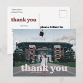 Trendy Blush Typografie Afstudeer Dank je Briefkaart (Voorkant / Achterkant)