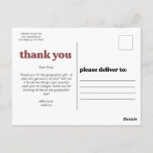 Trendy Blush Typography Afstuderen Bedankt Briefkaart (Achterkant)