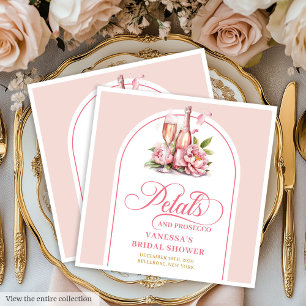 Trendy Blush Watercolor Bloemen en Prosecco Servet