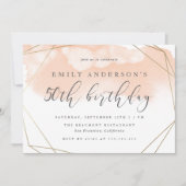 Trendy Blush Waterverf Geometric 50th Birthday Kaart (Voorkant)