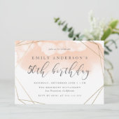 Trendy Blush Waterverf Geometric 50th Birthday Kaart (Staand voorkant)