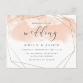 Trendy Blush Waterverf Gold Geometric Wedding Uitnodiging Briefkaart (Voorkant)