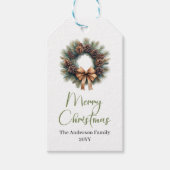 Trendy Boheem Neutraal Rustieke Kerstcadeautag Cadeaulabel (Voorkant)