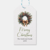 Trendy Boheem Neutraal Rustieke Kerstcadeautag Cadeaulabel (Achterkant)