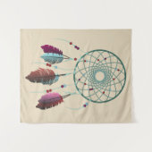 Trendy Bohemian Blauwgroen & Paarse Droomvanger Wandkleed (Voorkant (horizontaal))