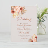 Trendy Bohemian Bloemen Boeket Peach & Copper Kaart (Staand voorkant)