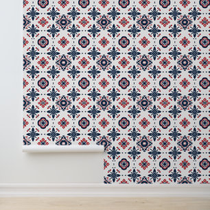Trendy Bohemian Blooming Mesh Art Pattern Behang