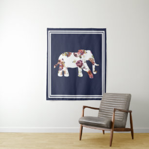Trendy Bohemian Floral Elephant & Double Lijst Wandkleed