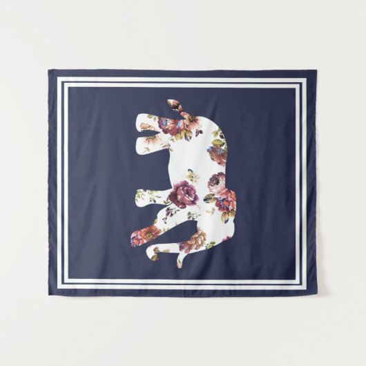 Trendy Bohemian Floral Elephant & Double Lijst Wandkleed (Voorkant (horizontaal))