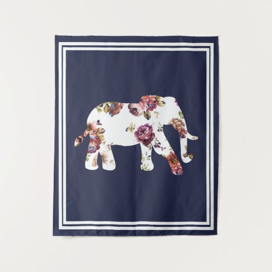 Trendy Bohemian Floral Elephant & Double Lijst Wandkleed (Voorkant)