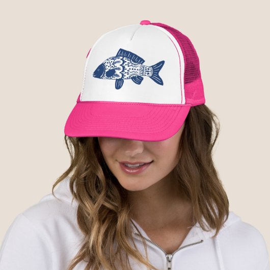 Trendy Bohemian Floral Fish Trucker Pet (In situ)