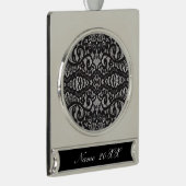 trendy bohemian girly Parijse zwarte kant Verzilverd Banner Ornament (Rechts)