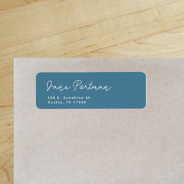 Trendy Bohemian Minimal Ocean Blue Retouradres Etiket