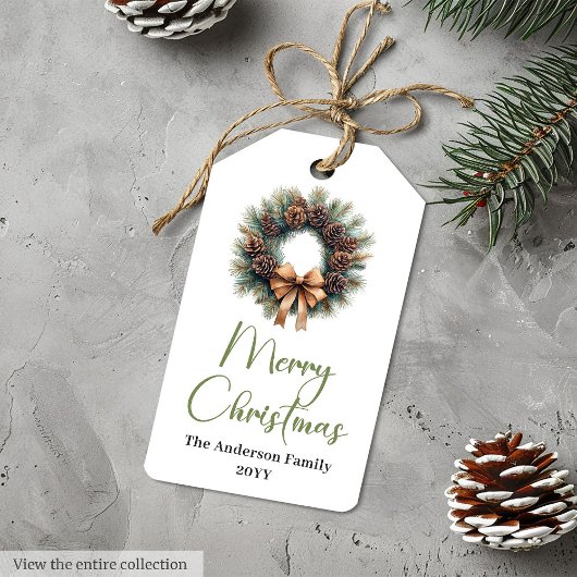 Trendy Bohemian Neutral Rustic Christmas Gift Tag Cadeaulabel
