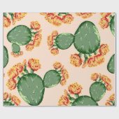 Trendy Bohemian Prickly Pear Cactus & Bloemen Cadeaupapier (Vlak)