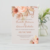 Trendy Bohemian Sinaasappel Copper Floral Bouquet Kaart (Staand voorkant)