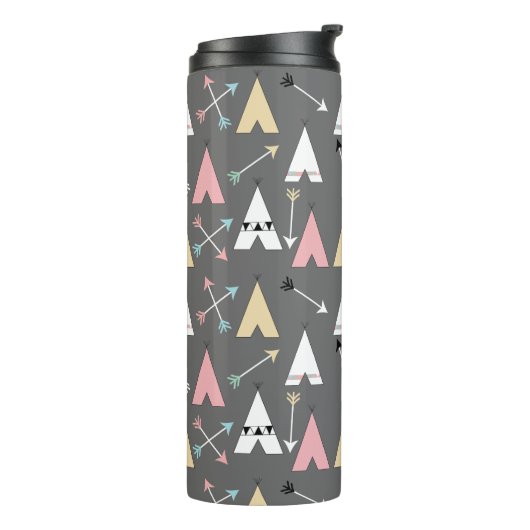 Trendy Bohemian Teepees & Arrows gepersonaliseerd Thermosbeker (Gedraaid links)