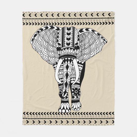 Trendy Bohemian Tribal Patroon Olifant Fleece Deken (Voorkant)