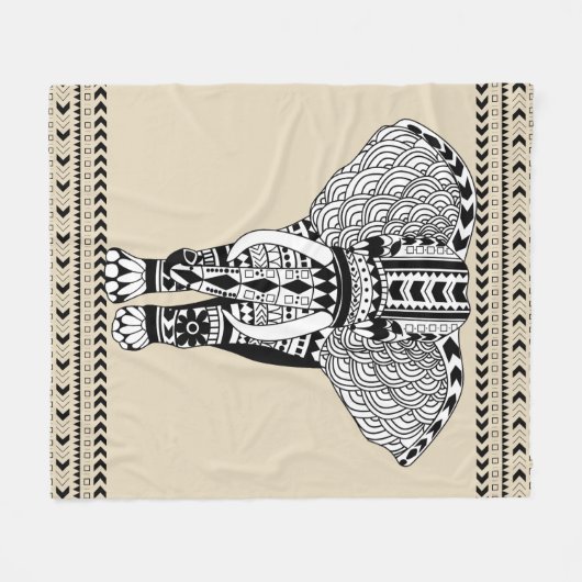 Trendy Bohemian Tribal Patroon Olifant Fleece Deken (Voorkant (Horizontaal))