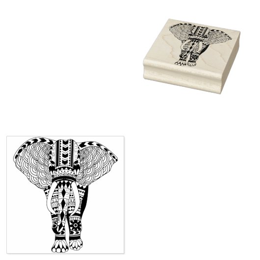 Trendy Bohemian Tribal Patroon Olifant Rubberstempel (Gestempeld)