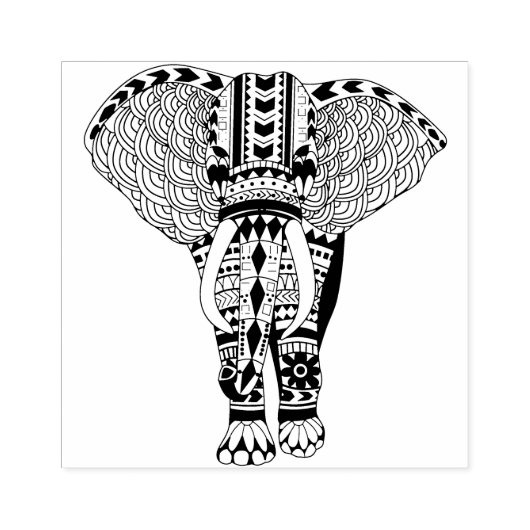 Trendy Bohemian Tribal Patroon Olifant Rubberstempel (Afrduk)