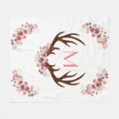 Trendy Bohemian Waterverf Flowers Deer Antlers Fleece Deken (Voorkant (Horizontaal))